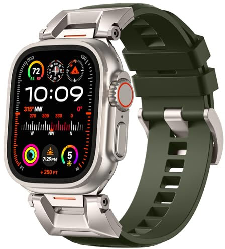 Bandletic Compatible con Correa Apple Watch Ultra 2-49mm 44mm 45mm 46mm 42mm, Correa Deportiva Robusta con Conector de Acero Inoxidable para iWatch Ultra 2/Ultra Series 10 9 8 7 6 5 4 3 2 1 SE