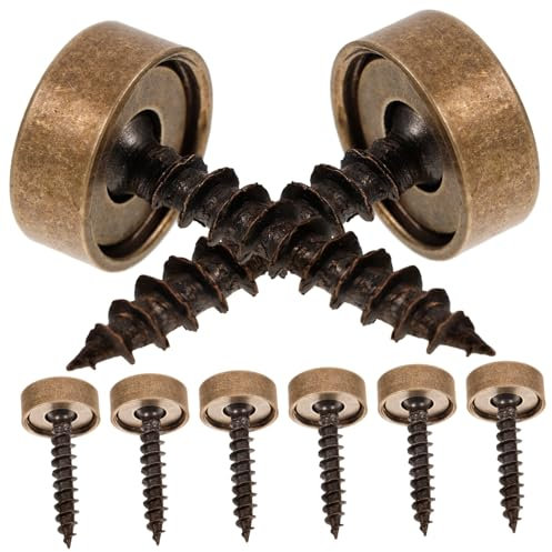 ANDRESLAD 8stücke Spiegelschrauben Mit Dekorativen Kappen Befestigungselemente Aus Metall Für Badezimmerspiegel Und Küchendecken Selbstschneidende Schrauben Für Mühelose Montage