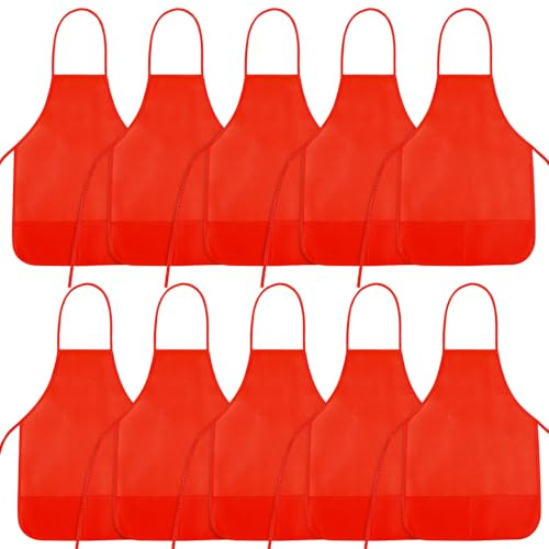 NACHLYNN Kids Painting Apron Kids Art Aprons Bulk Toddler Paint Apron Smock with 2 Pockets for Craft Kitchen Classroom Home Painting Activity