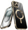 JETech Electroplated Case for iPhone 15 6.1-Inch, Compatible with MagSafe, Camera Lens Full Protection, Shockproof Soft TPU Phone Cover, Solid Color Back (Black)