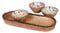 Carvi Craft Natural Handmade Wooden Extra Large Multicolour Serving Bowl Set of 3 with Large Tray for Parties - Perfect for Salad, Chips, Veggies (Tray - Set of 3 Bowl)