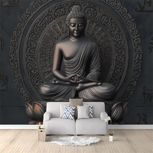 Vlies Fototapete Ruhiger Eleganter Buddha Motiv 250 x 175 cm Wandbild Wandtapete Schlafzimmer Wohnzimmer Moderne Vliestapete Grau Wandtapete Motivtapeten 3d Effekt Wand Dekoration