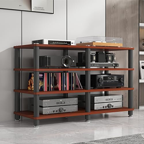 Large Media Organiser Tower for Storing Player/Games Console/Router/Stereo/Record/Projector Living Room TV Stand 120cm Length Record Player Display Rack (Red)