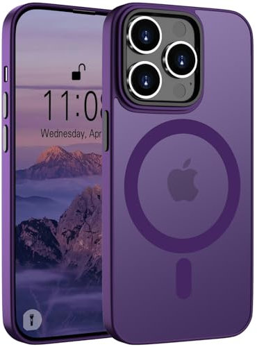 ORDA Magnetic Case for iPhone 15 Pro Case Compatible with MagSafe for iphone 15 Pro phone case Translucent Matte Back Slim Shockproof Phone Cover 6.1-Inch Dark Purple