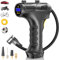 Hjh Cordless Tyre Inflator Handheld Air Compressor, 12V Portable 4000mAh Rechargeable Car Tyre Pump, 150PSI Electric Digital Car Air Pump with LED Light & 4 Nozzles for Car, Motorcycle, Bicycle