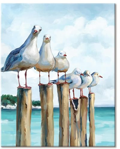 LZLHDE Malen Nach Zahlen Erwachsene Tiere, Paint by Numbers Knitterfreie Leinwand Bilder möwe, Diy GemäLde Kit mit Pinsel und Acrylfarbe Als Geschenk für Wanddeko Groß 40x50cm