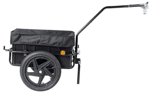 ERSINIAN Lastenfahrradanhänger,Fahrrad-Lastengepäck-Handwagen,mit Abdeckung und Box,50 Kg,Sichere Reflektoren,für den Transport von Gütern