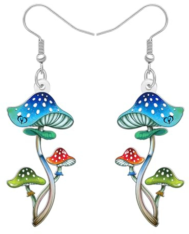 DUOWEI Acrylic Colorful Mushroom Earrings Dangle Nature Inspired Cute Plant Dangling Hypoallergenic Jewellery Gifts Ideas for Women Mom Mushroom Lovers Gifts Charms
