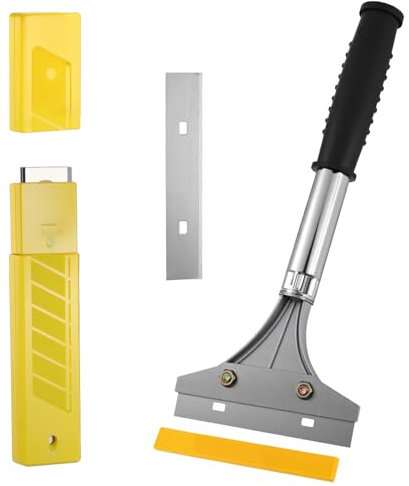 JIYIN Set di rimozione della carta da parati, con 10 lame, raschietto per carta da parati con impugnatura in gomma, raschietto per finestre, per rimuovere il colore