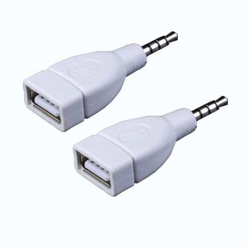 Ersatz 3,5 zu USB Adapter 3,5 mm männlicher Jack zu USB 2.0 weiblicher Stecker Konverter AUX Audio Autozubehör für MP3-Eingang von Flash USB-Laufwerk (nur für den Auxiliary Car Port) (2-Packung)