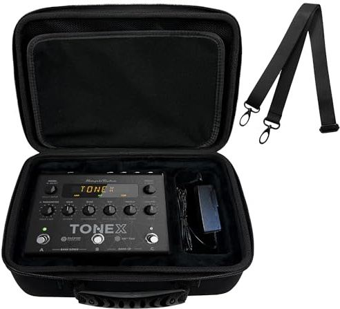 Musiin Gitarren-Effektpedal-Case kompatibel mit IK Multimedia TONEX X-VIBE | Kompatibel mit X-DRIVE, X-SPACE, X-TIME, geeignet für Leistung, Training und Reisen, tragbarer, stoßfester Stauraum mit Gurt