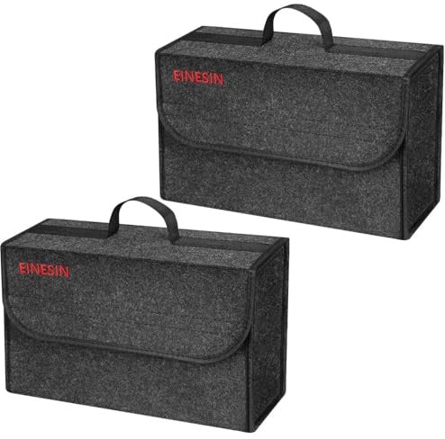 Einesin Auto Organizer Toolbag, Kofferraum Organizer aus Filz mit Klett Fixierung, Auto Zubehör für Werkzeug & Autopflege, Auto Organizer Kofferraum, Kofferraumtasche (40 * 15 * 25CM-2PCS)