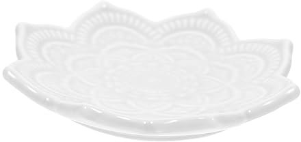 TEMPNAP Bandeja Decorativa Mandala De Cerámica Irregular Para Joyería, Plato Organizador De Anillos y Collares Blanco, Accesorio Para Tocador y Almacenamiento Baño