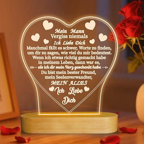 Anywin Geschenke My Man Night Light, lch liebe Dich Zu Meinen Ehemannsgeschenken mit Warmem Licht für Die Wohnkultur
