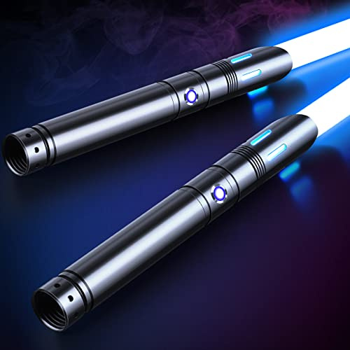 ANASABER Lightsaber, Dueling Light Saber 2 Pack, 12Color RGB Lightsabers with Metal Hilt, 4 Sound Fonts, FX Double-bladed Light Sabers for Kids Adults Birthday Xmas Gift, Halloween Cosplay, Black S8