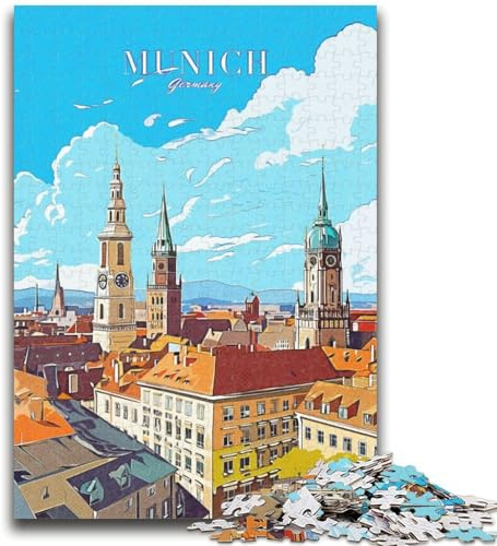 Puzzle für Erwachsene, 1000-teiliges Puzzle, Bayern, München, Reise, Stressabbau, schwierige Herausforderung, stärkt die Liebe zwischen Paaren (Größe 38x26cm)