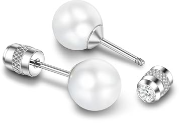 Perle Titan Ohrringe Hypoallergen Damen Herren Mädchen G23 Titan Ohrstecker mit Schraubverschluss Kleine Perlen Ohrstecker 4/5/6mm