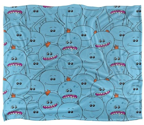 Rick and Morty Meeseeks Crowd Silky Touch Super Soft Throw Blanket 152 X 127 cm, White