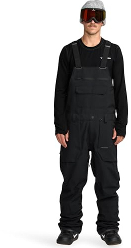 Volcom Herren Roan Bib Overall Snowboardhose – 15k wasserdichte 2-lagige Repreve-Fasern, Schwarz, Medium