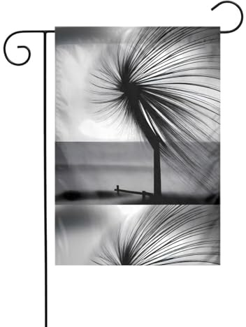 YYHHAOFA Bastone da giardino con foglie di palma nere, decorazione per cortile esterno su entrambi i lati, 30,5 x 45,7 cm