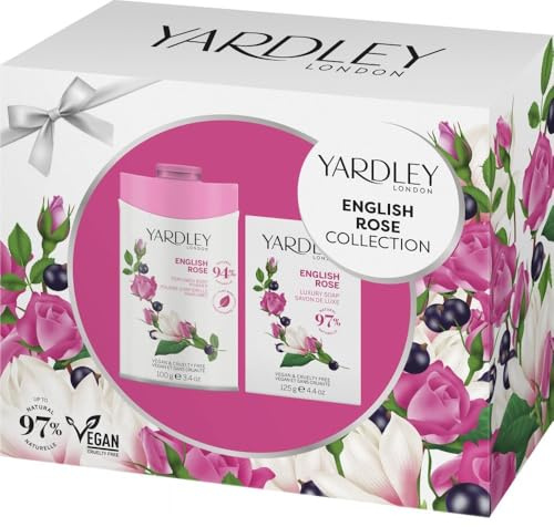 Tropical Gold Yardlley English Rose Body Powder & Soap Set – Luxury Floral Fragrance, Long-Lasting Freshness, Premium Gift Set for Women