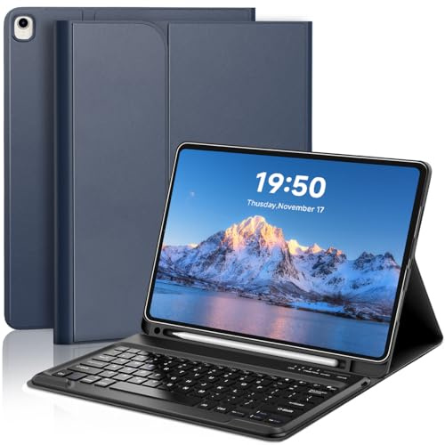 Custodia con tastiera per iPad Pro 12,9 (vecchio modello) 2015 1a / 2017 2a generazione - Tastiera Bluetooth wireless ricaricabile rimovibile - Folio Smart Cover in pelle con portamatite per iPad Pro