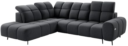 MW EURO-MEBLE Ecksofa Sergio L - Wohnlandschaft, Polstersofa, Polstercouch (Linke Seite - Antracite: Raven 18)