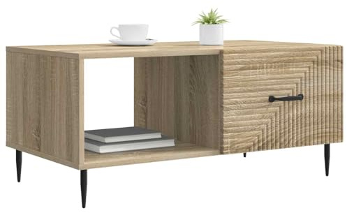 vidaXL Couchtisch Sonoma-Eiche 90 x 50 x 40 cm Holzwerkstoff, Vintage rechteckiger Couchtisch, stylisches Möbel, viel Stauraum, modernes Design für Dein Wohnzimmer