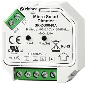 LINEOPS - Variateur Zigbee 3.0 encastrable 2 fils, avec ou sans neutre, 100-240V AC, jusqu'à 400W