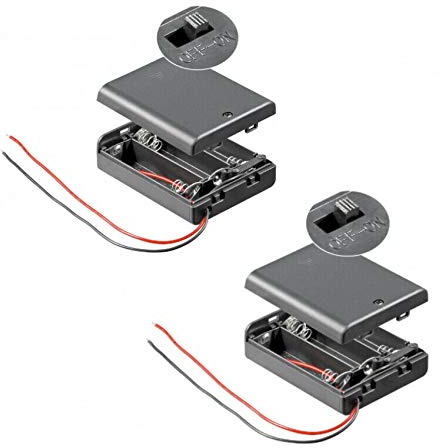 PerfectHD Batteriehalter - AA Batteriefach - 3X AA Mignon - mit EIN- und Ausschalter - 2 Stück in einem Set - schwarz
