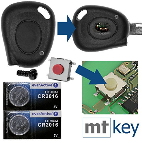 mt-key Juego de reparación de carcasa para llave de coche con mando a distancia INFRAROT 1 carcasa + 1 micropulsador + 2 pilas CR2016 para Renault