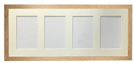H7 Oak Picture Photo Frame with Ivory 7 x 5 Inch Four Aperture Long Mount