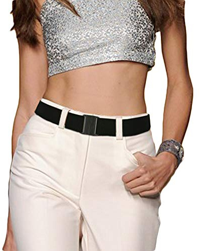 Hanshengday Ceinture élastique invisible extensible pour jeans, pantalons, robes, shorts, boucle plate, sangle de taille réglable, antidérapante