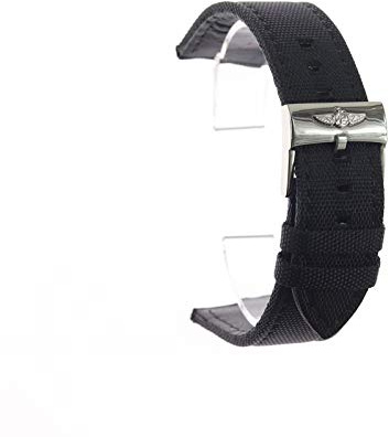 ROUHO Cinturino Impermeabile in Tela con Fibbia A Perno 22Mm per Cinturino in Nylon Breitling-Nero