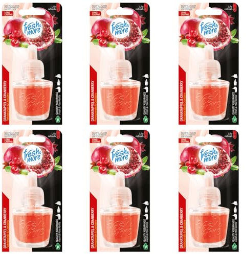 Fresh & More Nachfüllflakons für Duftstecker (6er Pack) Granatapfel & Cranberry, 19ml