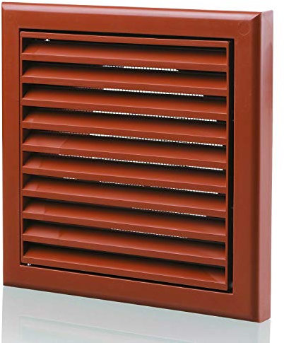 Fixed Blade Louvred Grille Modern Tidy Unobtrusive Look Wipe Clean Durable Design with Inner Mesh for Kitchen Extractor Fan Indoor or Outdoor Use 4 inch