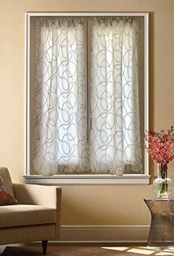 mauro Coppia Tendine per Finestra e Porta a Vetro Larghezza 60-80 cm-Tende su Misura-art.tebe (A - grigio 60x150 cm)