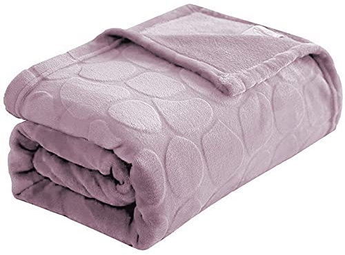 FY FIBER HOUSE Flanell Fleece Decken, Flauschige Kuscheldecken, Superweiche leichte Mikrofaser mit Steindruck für Couch/Sofa (150cm x 200 cm, Flieder Lila)