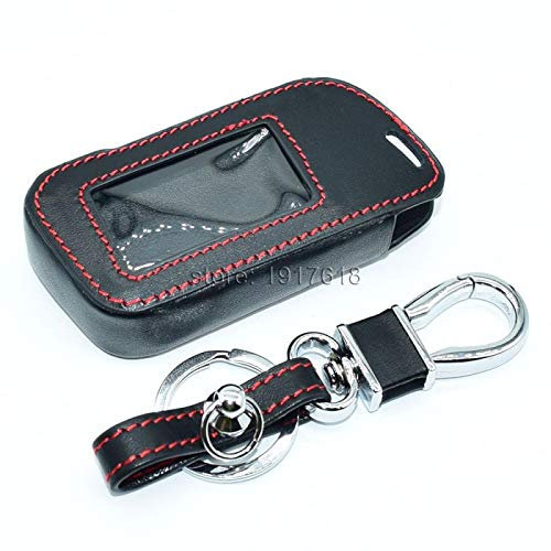 MWBLN Leder Autoschlüsseletui, für Starline A93 A63 A36 A39 A66 A96 Zweiwege-Autoalarm LCD-Fernbedienung Schlüsselbund Schutzabdeckung Haut Redline