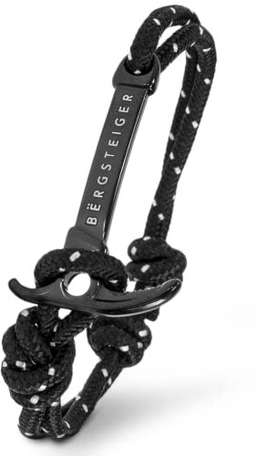 BËRGSTEIGER ICE AXE Armband für Herren & Damen mit Eispickel - hochwertiges Stoffarmband - Bracelet geflochten - Armbänder aus Stoff - ideales Bergsteiger Geschenk (Schwarz)