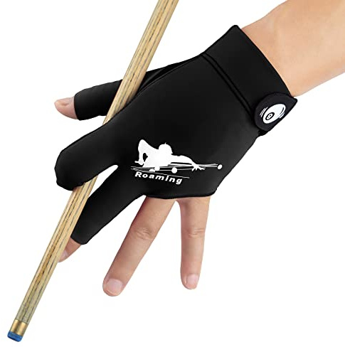 Quick-Dry Breathable Billiard Pool Gloves, Shooters Carom Snooker Cue Sport Glove Fits on Left Hand (Black-Left Hand, Small-Medium)