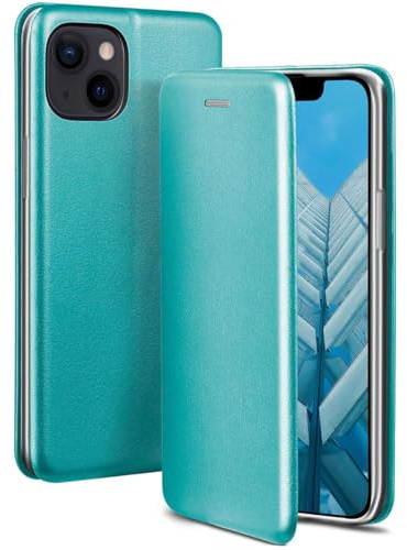 ONEFLOW Business Case für iPhone 13 Handyhülle klappbar mit Standfunktion, Klapphülle Flipcase Cover Dünn, PU Leder Hülle mit Kartenfach, 360 Grad Schutzhülle, Mint Blau