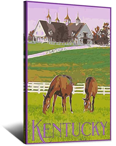 Kentucky Ranch Pferd Vintage Reise Poster Dekorative Poster Modern Schlafzimmer Leinwand Kunst Poster Bild Gemälde Poster Wanddeko Kunst Geschenk