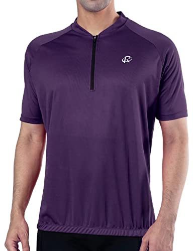 ROTTO Mens Cycling Jersey Short Sleeve Bike Shirt Cycle Top 1/4 Zip Solid Color Series with Zipped Rear Pocket