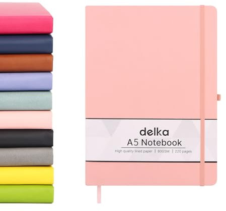 delka A5 Notebook – Lined Notepad Journal, Soft Cover Writing Pad for Office, School, College, Home & Business – Ideal for Note Taking, Daily Planning, Journaling & Study (PASTEL PINK, Pack of 1)