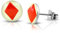 CHICNET Chirurgenstahl Ohrstecker Edelstahl Ohrstecker 3-Ton Poker Karte Karo 7mm beige orange rund Damen Herren zierliche leichte Ohrringe Ohr Schmuck