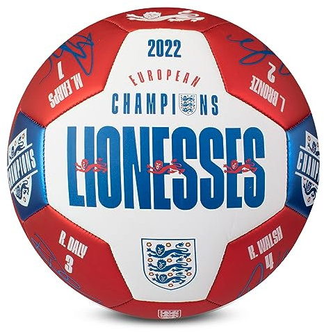 Hy-Pro England Lionesses Euro Champions Signature Fußball, Größe 5, Weiß/Rot/Blau