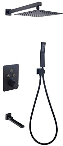 XJTNLB Mitigeur Douche Encastrable avec Douche de Tête 10 Pouces Colonne Douche Encastrable Noir