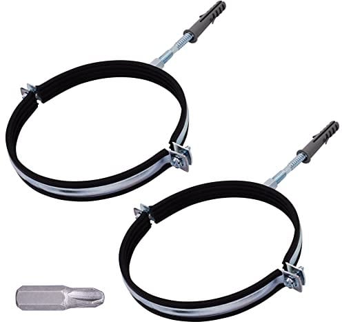 SKIR'CO Lot de 2 supports de tuyau avec revêtement en caoutchouc pour tuyaux de 150 mm, supports de tuyaux pour montage mural et plafond, colliers de serrage