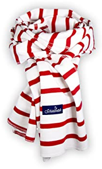 SCHIETWETTER Unisex Erw. Jersey Schal, Wickelschal, gestreift, dehnbar, maritim weiß-rot OS